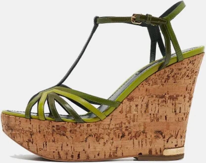Louis Vuitton Vintage Pre-owned Leather sandals Green Dames