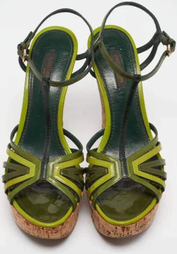 Louis Vuitton Vintage Pre-owned Leather sandals Green Dames