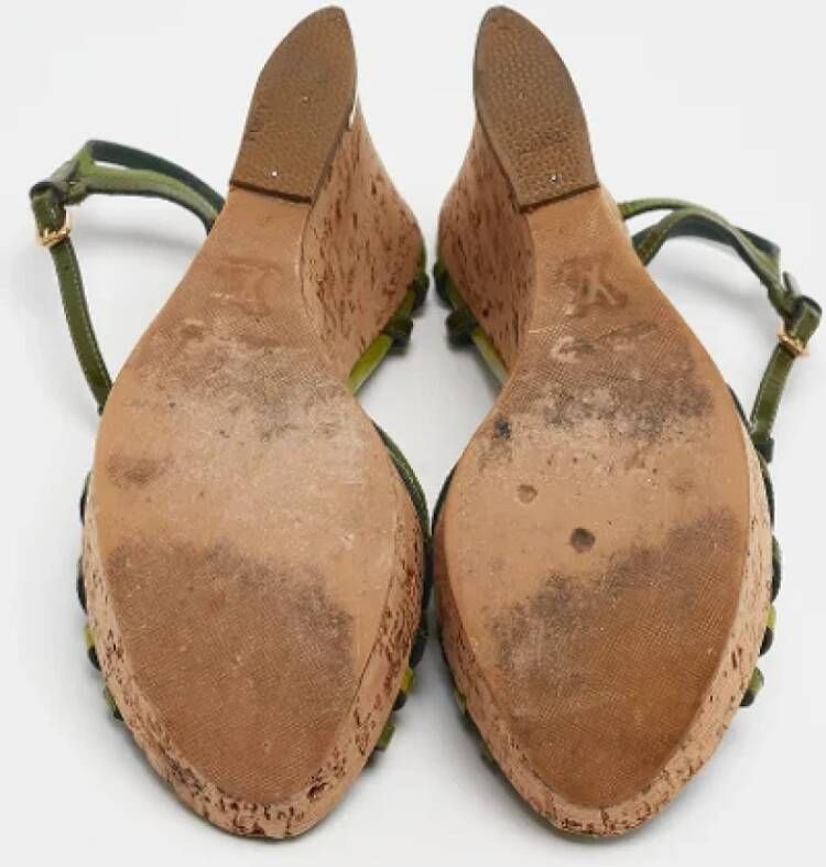 Louis Vuitton Vintage Pre-owned Leather sandals Green Dames