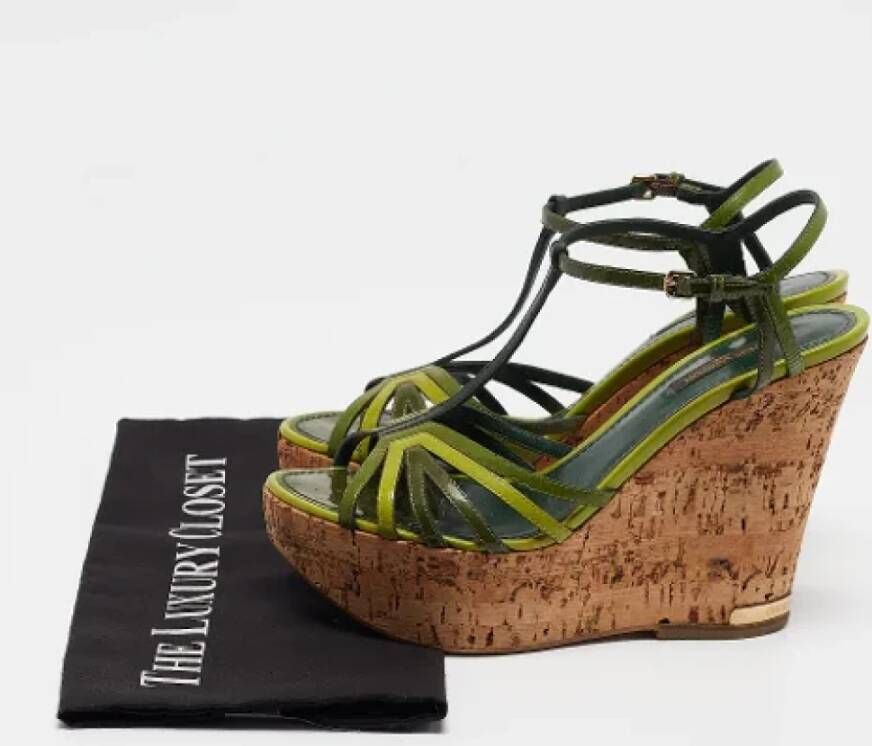 Louis Vuitton Vintage Pre-owned Leather sandals Green Dames