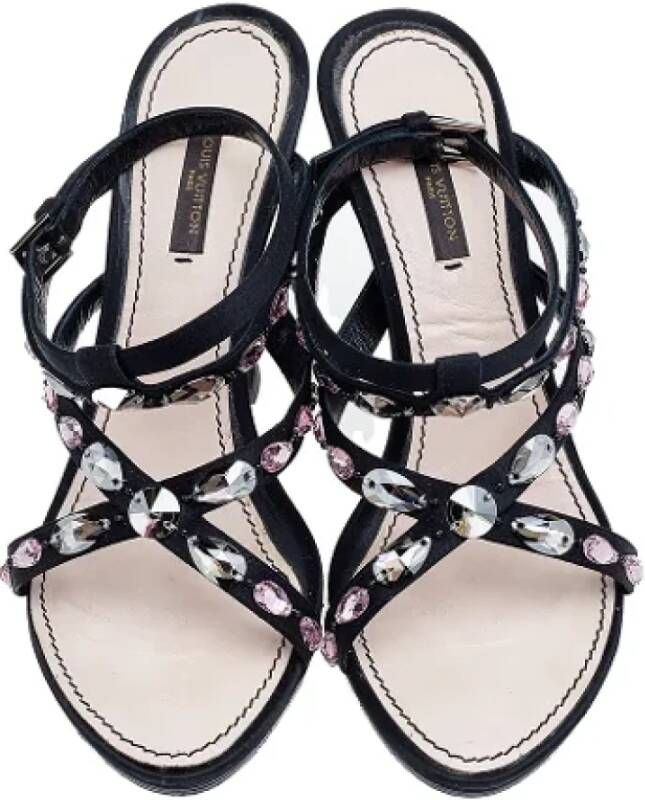 Louis Vuitton Vintage Pre-owned Satin sandals Black Dames