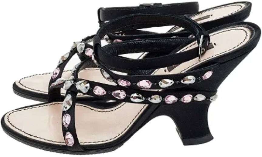Louis Vuitton Vintage Pre-owned Satin sandals Black Dames