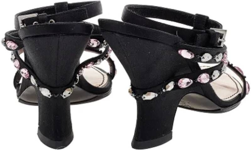 Louis Vuitton Vintage Pre-owned Satin sandals Black Dames