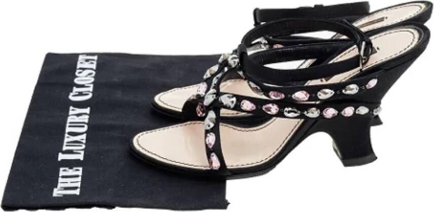 Louis Vuitton Vintage Pre-owned Satin sandals Black Dames