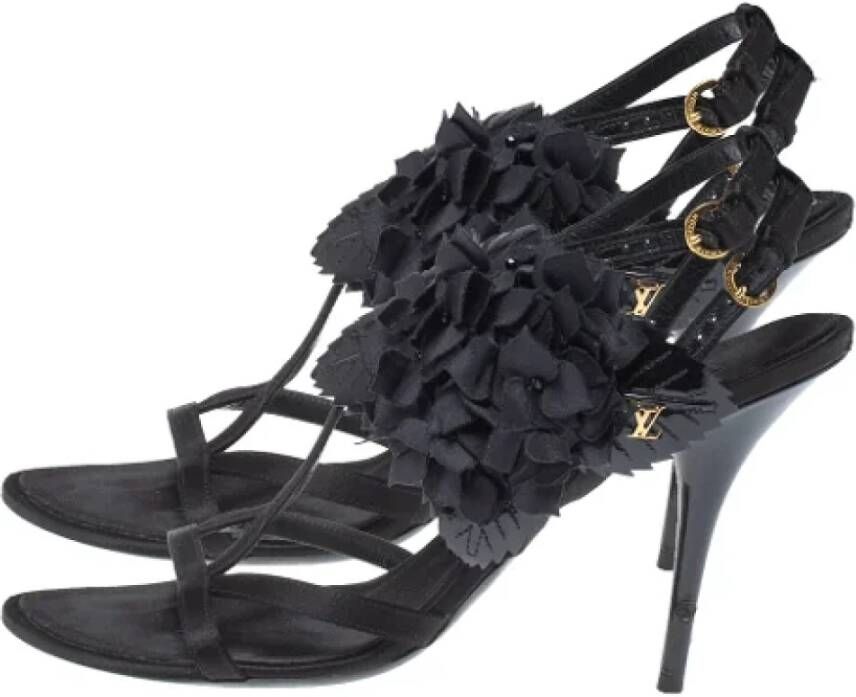 Louis Vuitton Vintage Pre-owned Satin sandals Black Dames