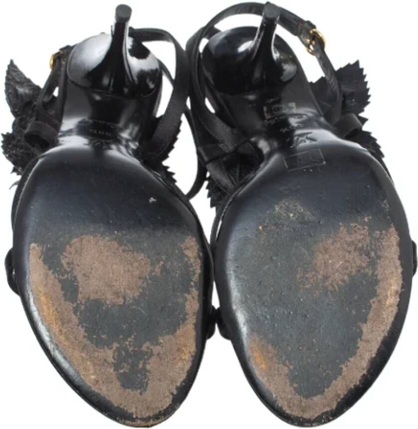 Louis Vuitton Vintage Pre-owned Satin sandals Black Dames