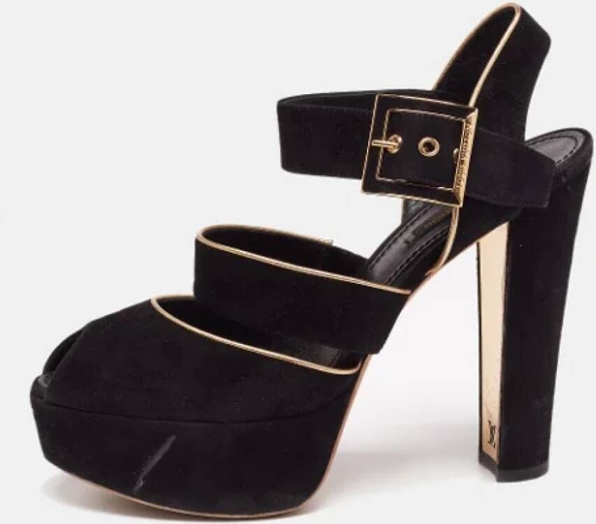 Louis Vuitton Vintage Pre-owned Suede sandals Black Dames