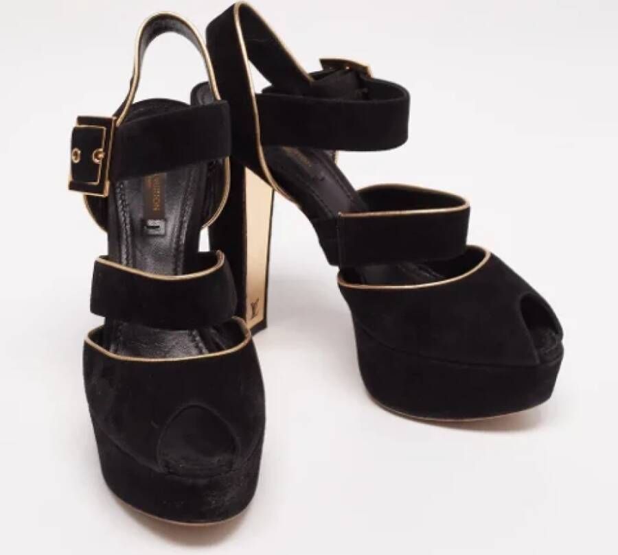 Louis Vuitton Vintage Pre-owned Suede sandals Black Dames