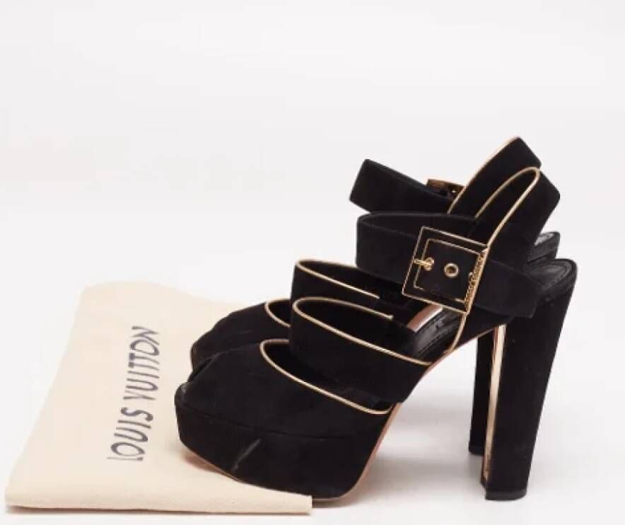 Louis Vuitton Vintage Pre-owned Suede sandals Black Dames