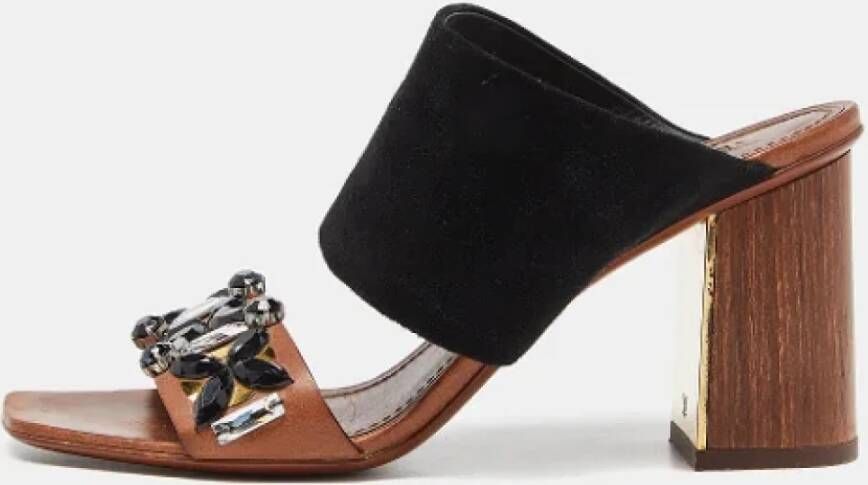 Louis Vuitton Vintage Pre-owned Suede sandals Black Dames