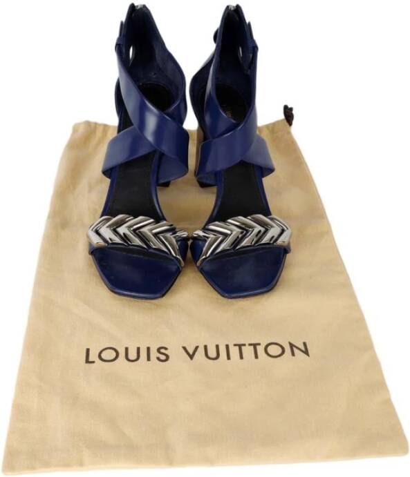 Louis Vuitton Vintage Tweedehands leren blokhak sandalen
