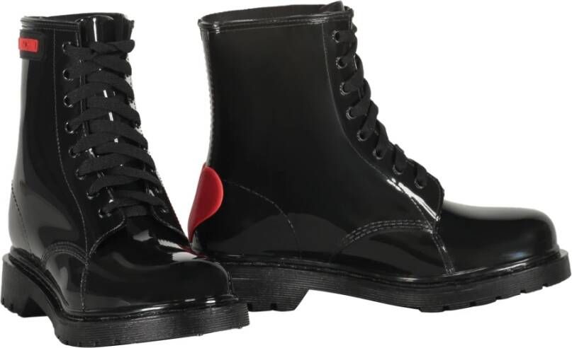 Love Moschino Enkellaarsjes van gepatineerd leer met ronde neus Black Dames