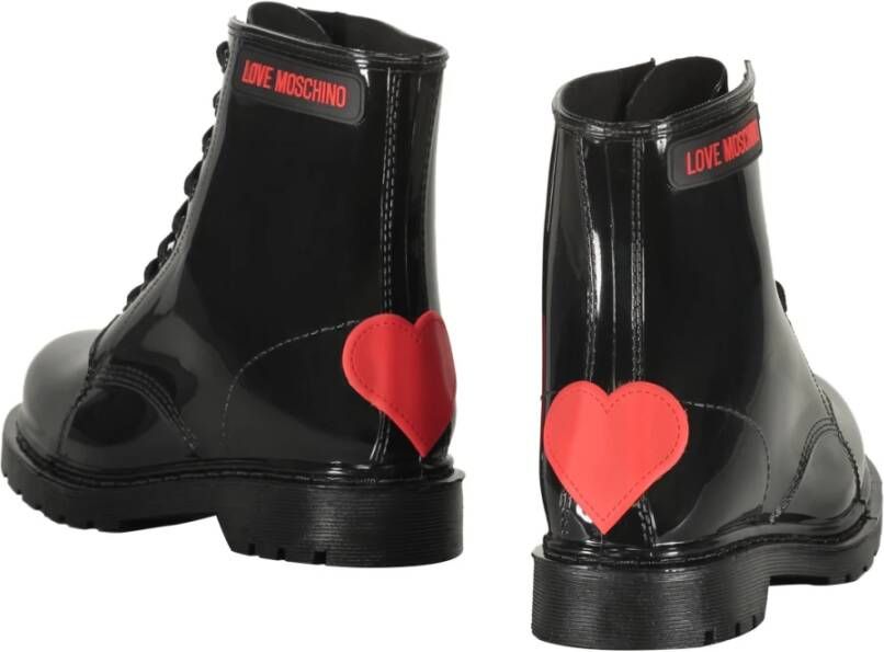 Love Moschino Enkellaarsjes van gepatineerd leer met ronde neus Black Dames