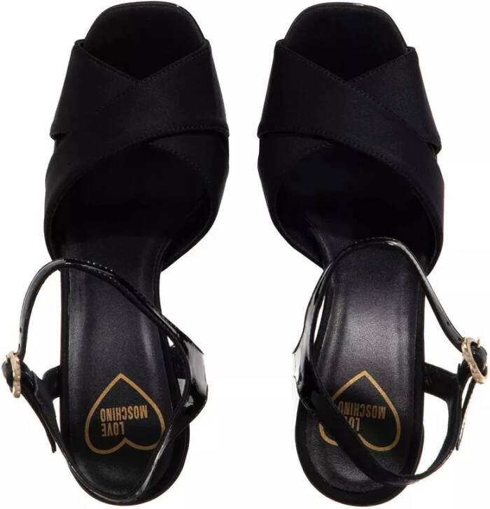 Love Moschino Fantasy Color Leren Plateau Sandalen Black Dames