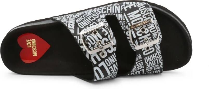 Love Moschino Leren Sliders voor Dames Lente Zomer Collectie Zwart Dames