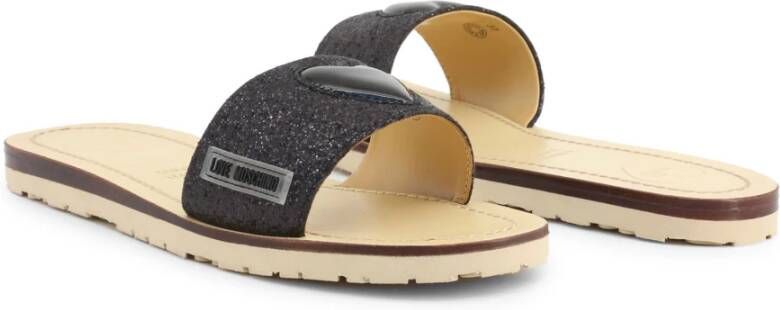 Love Moschino Zomerse Glam Sliders voor vrouwen Zwart Dames