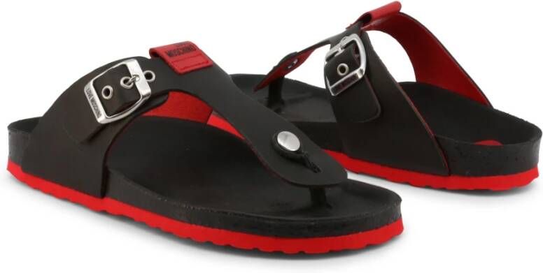 Love Moschino Leren Sliders voor Dames Lente Zomer Collectie Zwart Dames