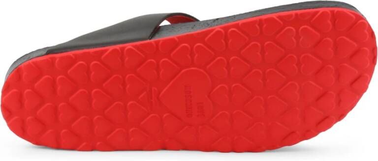 Love Moschino Leren Sliders voor Dames Lente Zomer Collectie Zwart Dames