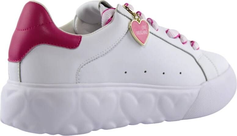 Love Moschino Elegant Fuchsia Witte Jurk White Dames