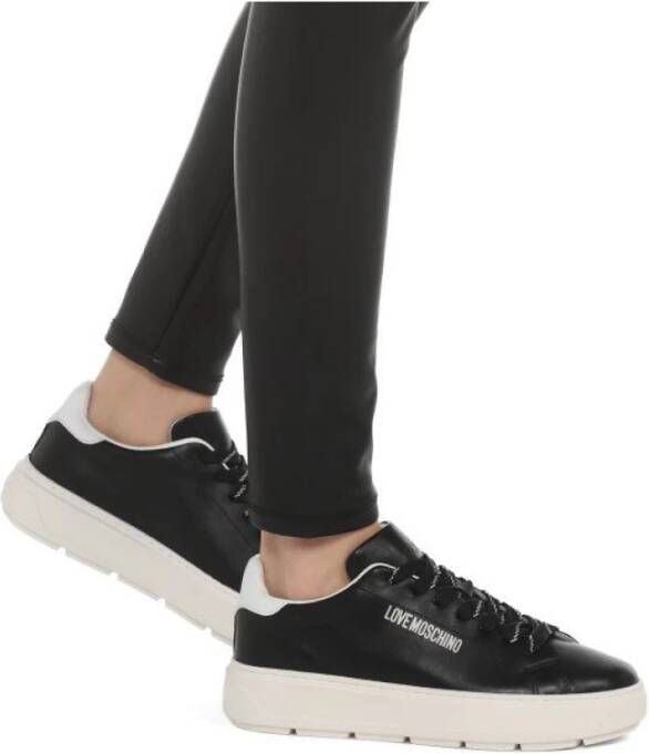 Love Moschino Gedurfde Sneaker in Wit Leer Black Dames