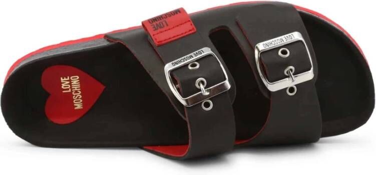 Love Moschino Gesp Leren Flip Flops Black Dames