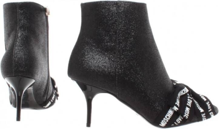 Love Moschino Glitter Zwarte Enkellaarzen Zwart Dames