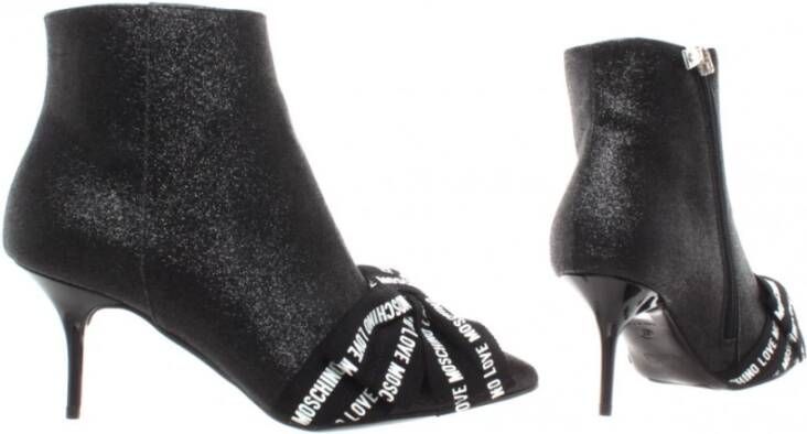 Love Moschino Glitter Zwarte Enkellaarzen Zwart Dames