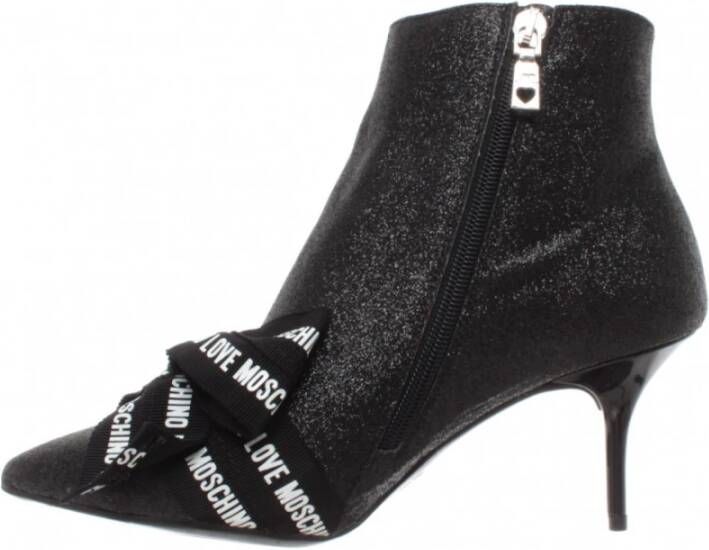 Love Moschino Glitter Zwarte Enkellaarzen Zwart Dames