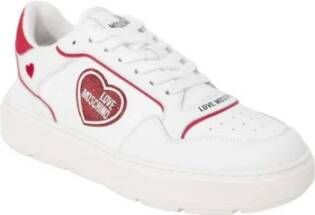 Love Moschino Hart Geborduurde Lage Top Sneakers White Dames