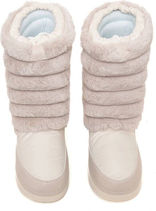 Love Moschino Imitatiebont Gewatteerde Trekkoordlaarzen White Dames