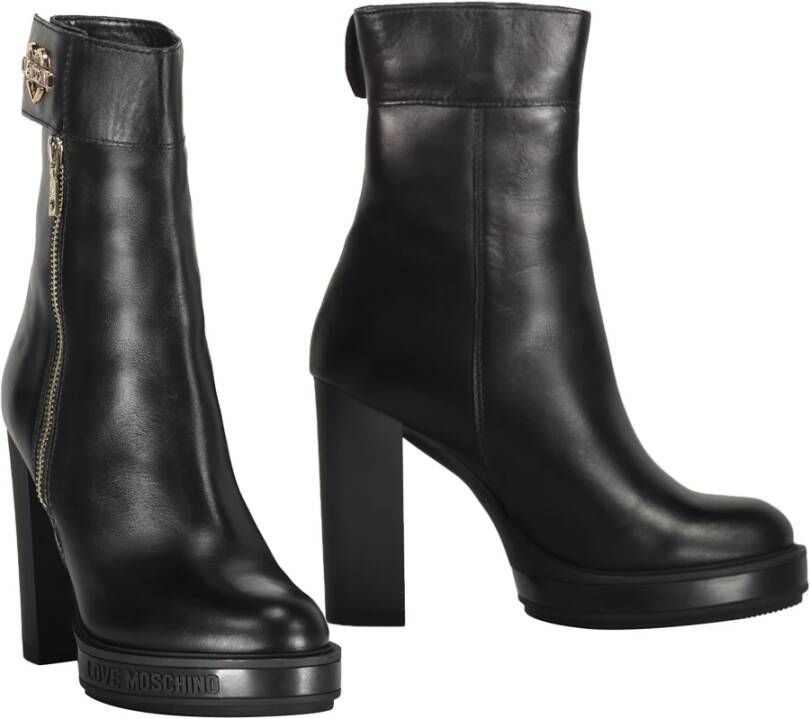 Love Moschino Laarzen van kalfsleer met zijrits Black Dames