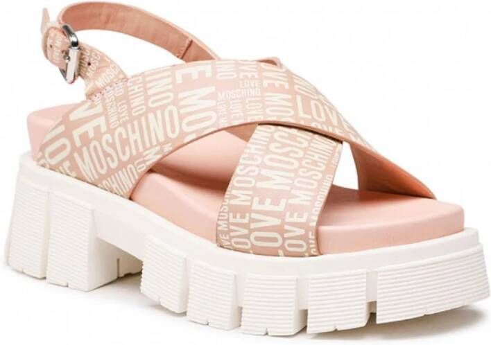 Love Moschino Lichtroze Platte Sandalen