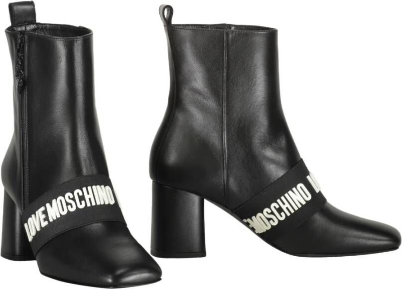 Love Moschino Logo Band Blokhak Laarzen Black Dames