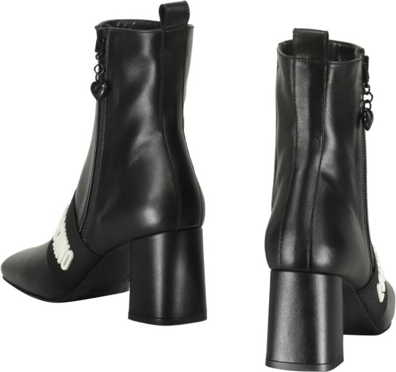Love Moschino Logo Band Blokhak Laarzen Black Dames