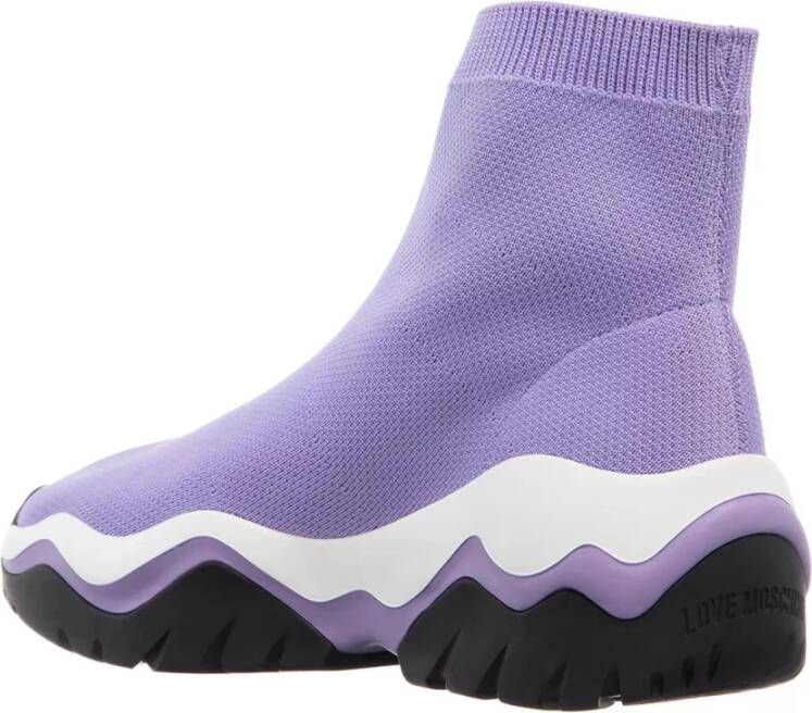 Love Moschino Paarse Logo Sokken Lichtgewicht Textiel Purple Dames