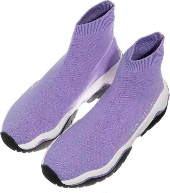 Love Moschino Paarse Logo Sokken Lichtgewicht Textiel Purple Dames