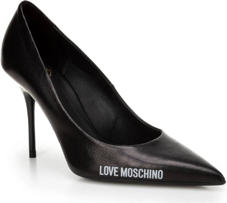 Love Moschino Puntige Leren Pumps met Stiletto Hak Zwart Dames