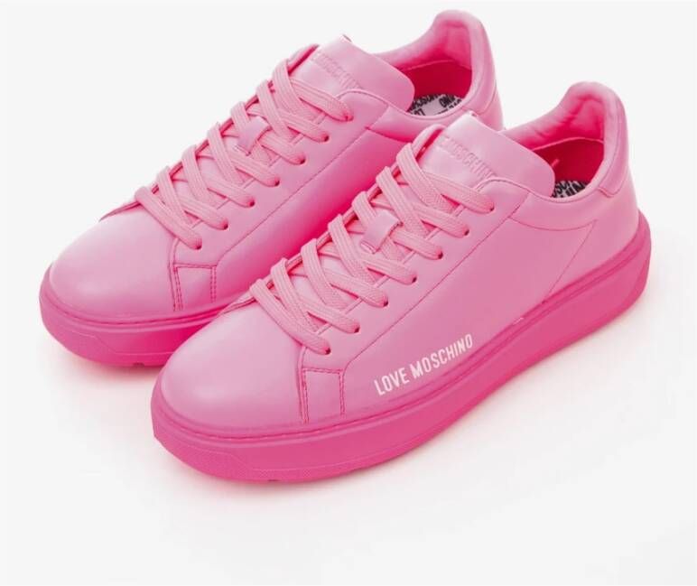 Love Moschino Roze Leren Sneakers voor Dames Pink Dames
