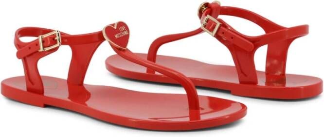 Love Moschino Platte Sandalen voor Dames Collectie Primavera Verano Rood Dames