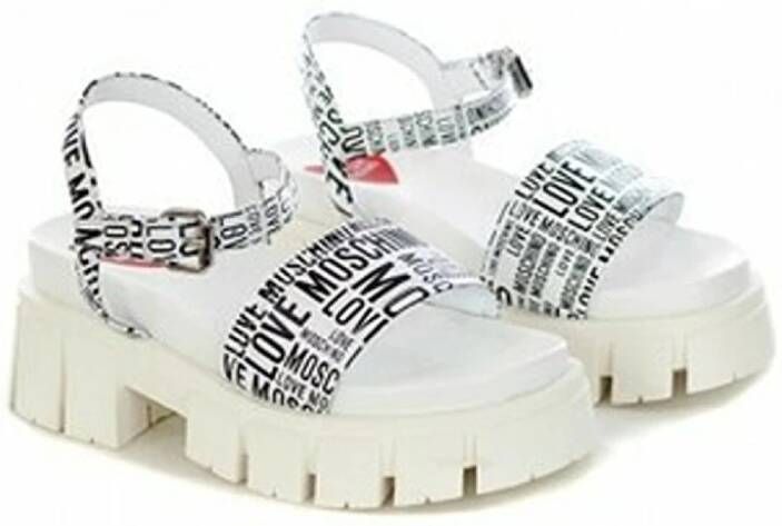 Love Moschino Witte Platte Sandalen voor Dames Wit Dames