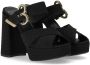 Love Moschino Zwarte stoffen sandalen met gekruiste bandjes en hartvormige gesp Zwart Dames - Thumbnail 2