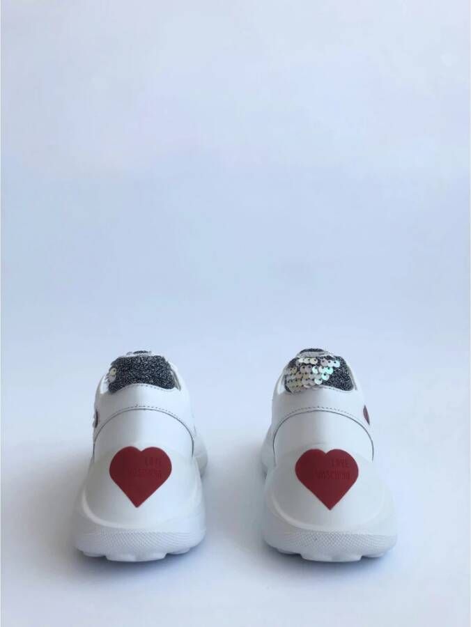 Love Moschino Sneakers met pailletten en applicaties Wit Dames