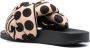 Love Moschino Zwarte rubberen sliders met geweven beige band en polkadotprint Beige Dames - Thumbnail 7