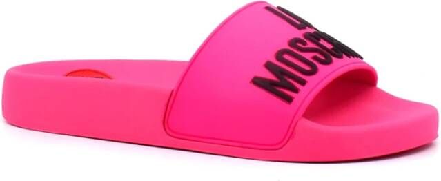 Love Moschino Iconische Fuchsia Sliders Roze Dames
