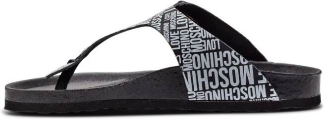 Love Moschino Leren Flip Flops Zwart Dames