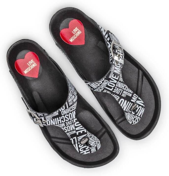 Love Moschino Leren Flip Flops Zwart Dames