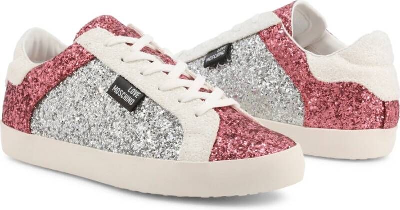 Love Moschino Glitter Platform Sneakers voor vrouwen Grijs Dames