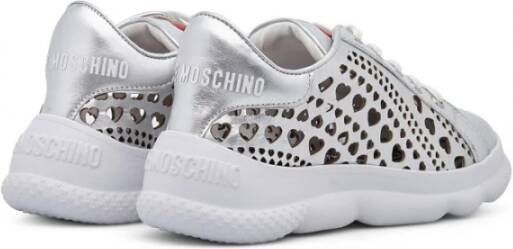 Love Moschino Zilveren Synthetisch Leren Sneakers Grijs Dames