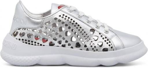 Love Moschino Zilveren Synthetisch Leren Sneakers Grijs Dames