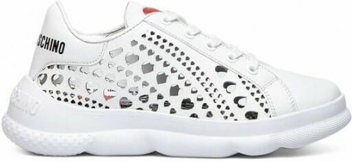 Love Moschino Witte Leren Sneakers Wit Dames